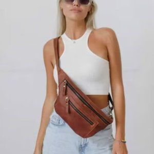 NWOT Unisex Genuine Leather Cross-body Bag